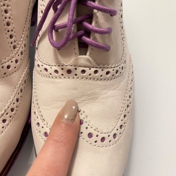 Cole Haan Women's Gray Purple Suede Wingtip Lace Up Alisa Oxford Shoes Size 5.5 - Picture 10 of 12
